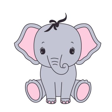 EPS 10 'da oturan şirin bebek fil çizgi filmi.