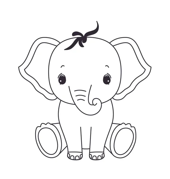 Elephant Coloring Book Line Art Design Kids Coloring Page Coloring — Stock Vector