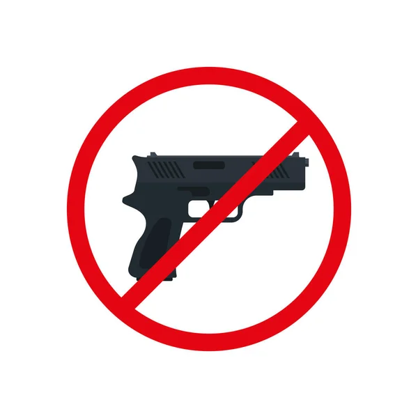 Žádné Stopy Zbraních Černá Pistole Červeném Kříženém Kruhu Bílém Pozadí — Stockový vektor
