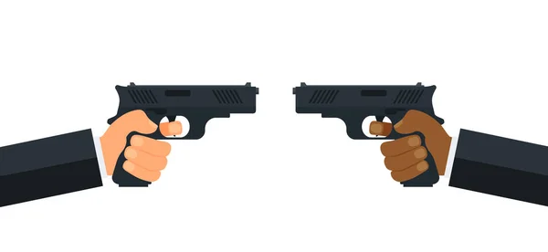 Illustrazione Vettoriale Mani Tenere Puntare Due Pistole Sfondo Bianco Eps — Vettoriale Stock
