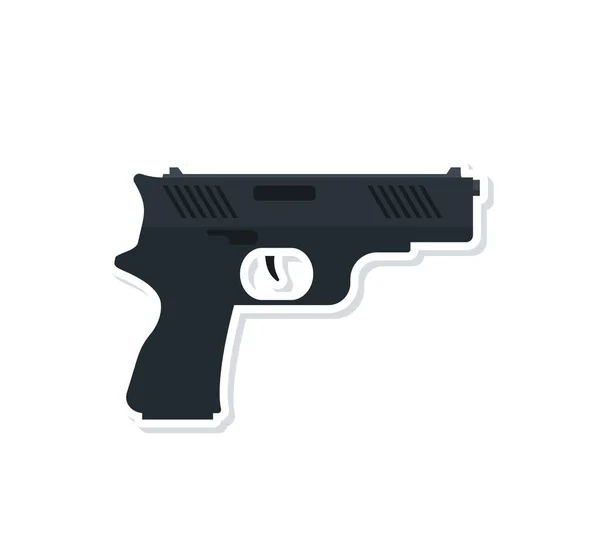 Ručně Kreslený Revolver Zbraň Ikona Stylu Nálepky Vektorové Ilustrace Eps10 — Stockový vektor
