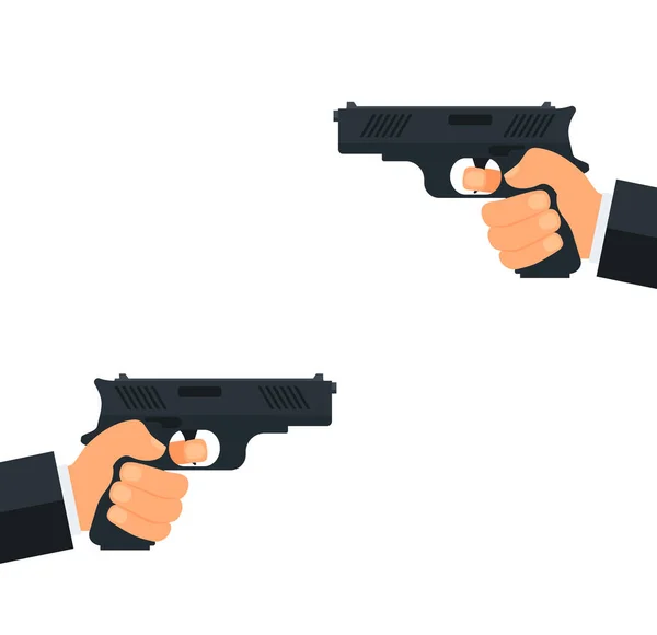 Δύο Χέρια Κρατώντας Πιστόλια Έννοια Επιχειρηματικού Ανταγωνισμού Eps10 — Διανυσματικό Αρχείο
