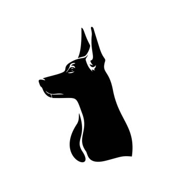 Beyaz arka planda izole edilmiş siyah bir köpeğin vektör silueti. 10 saniye.