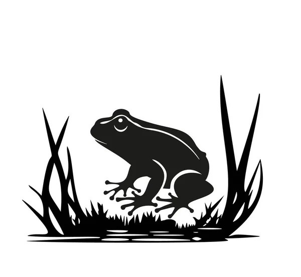 Tree Frog Silhouette Vector White Background Eps — Stock Vector