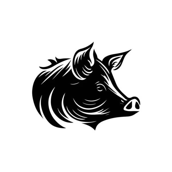 Силуэт Головы Свиньи Векторный Рисунок Фермерские Животные Мясной Магазин Графики — стоковый вектор