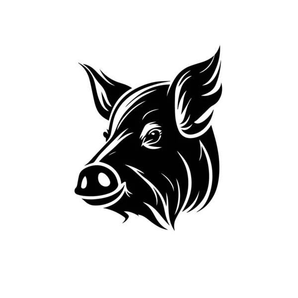 Силуэт Головы Свиньи Векторный Рисунок Фермерские Животные Мясной Магазин Графики — стоковый вектор