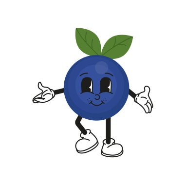 Komik komik elleri ve eldivenli Retro çizgi filmi. yabanmersini çıkartması karakterleri 70 'ler, 10 eder