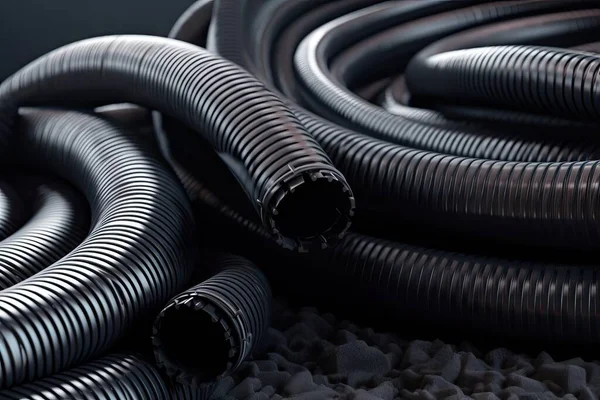 black and blue HDPE plastic pipe, clean water pipe, drinking water pipe.