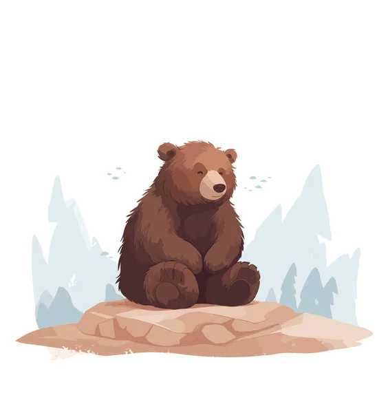 Ilustracja Wektora Duży Dziki Niedźwiedź Się Uśmiecha — Wektor stockowy