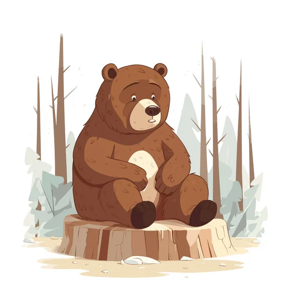 Ilustração Vetor Urso Selvagem Grande Está Sorrindo —  Vetores de Stock