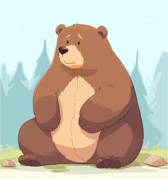 Vector Illustration Large Wild Bear Smiling — Stock Vector