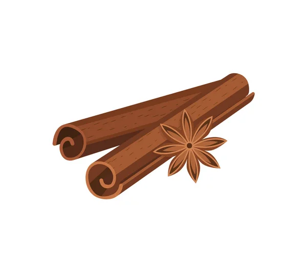 Vector Illustration Cinnamon Sticks Species Isolated White Background — Vector de stock