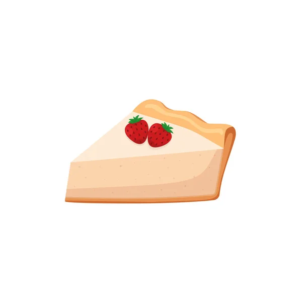 Cheesecake Med Jordgubbe Vektor Illustration Isolerad Vit Bakgrund — Stock vektor