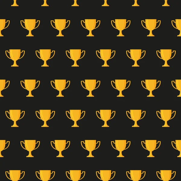 Trophy Cup Vector Flat Pattern Award Sign Isolated Blackbackground — Stock Vector