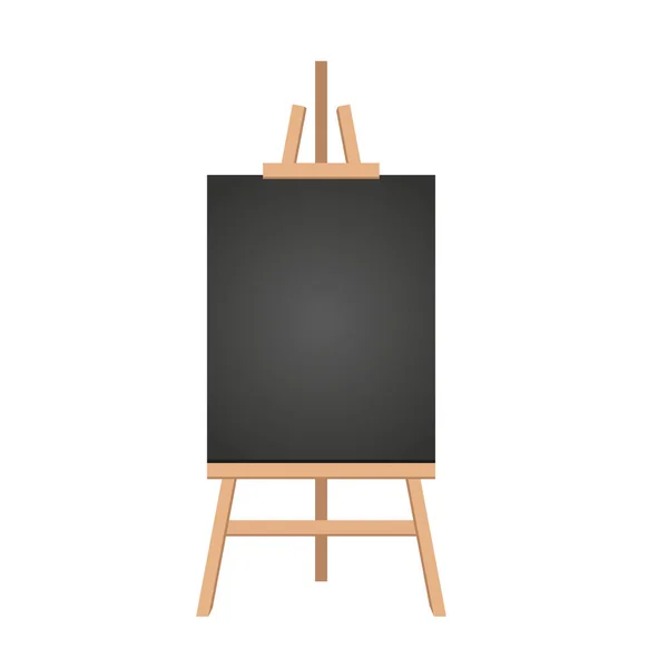 Realistic Paint Desk Blank White Canvas Wooden Easel Sheet Drawing — Stock Vector
