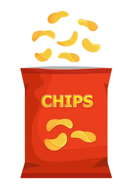 Knusprige Kartoffelchips Fliegen Die Packung Vektorrealistische Snacks Verpackt Design Illustration lizenzfreie Stockillustrationen