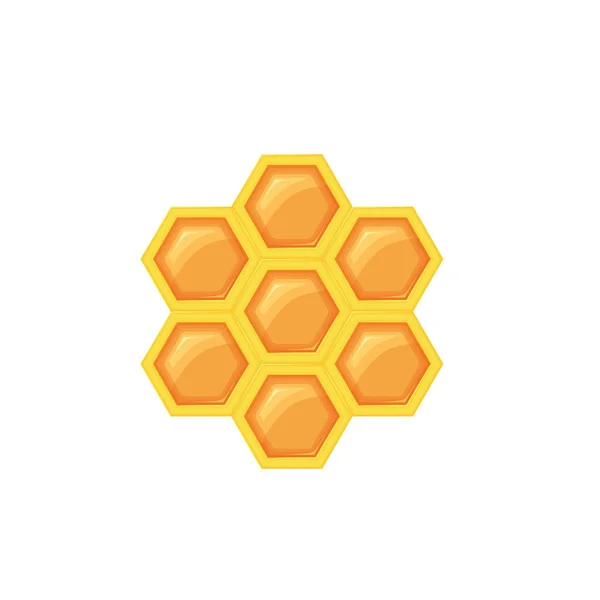 Wabe Mit Bienenhonig Vektorabbildung Isoliert Auf Weißem Hintergrund — Stockvektor