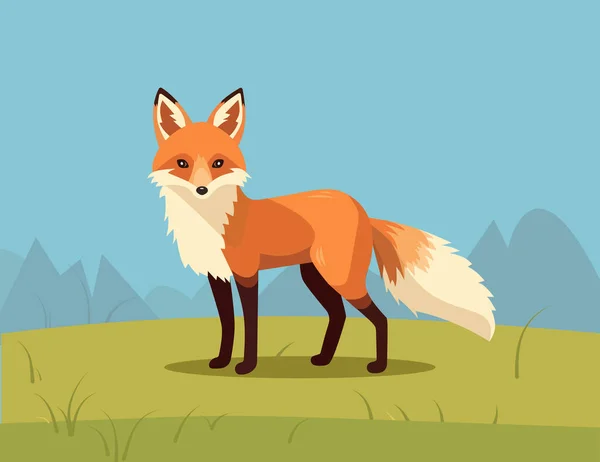 Stehenbleibender Fuchs Isoliert Von Der Natur Seitenansicht Des Körpers Kopf Stockillustration
