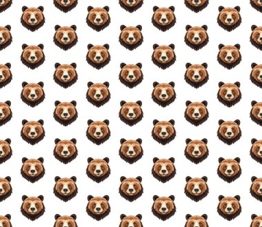 Kusursuz desenli boz ayı kafası. vektör illüstrasyonu.
