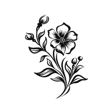 Minimum bitkisel çizim sanatı. Buketler. Vahşi ve bahçe bitkilerinin, dalların, yaprakların, çiçeklerin, otların moda unsurları. Logo veya dövme için vektör illüstrasyonuName