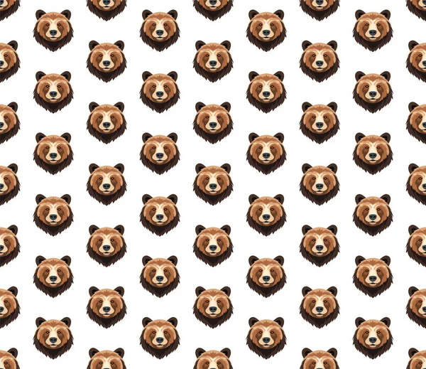 Varrat Nélküli Textúra Grizzly Medve Fej Vektor Illusztráció — Stock Vector