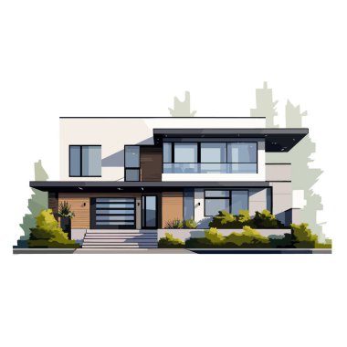 Konutun dışı, cephe manzaralı. Vektör çizimi. Eps 10.