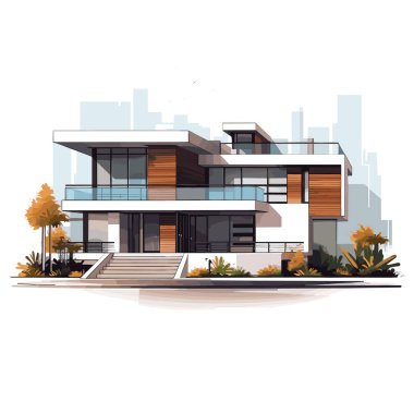 Konutun dışı, cephe manzaralı. Vektör çizimi. Eps 10.