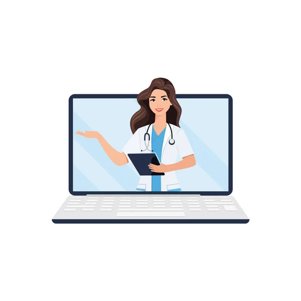 Online Medische Consultatie Ondersteuning Online Dokter Gezondheidszorg Vraag Een Arts — Stockvector