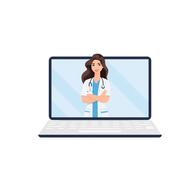 Online Medische Consultatie Ondersteuning Online Dokter Gezondheidszorg Vraag Een Arts — Stockvector