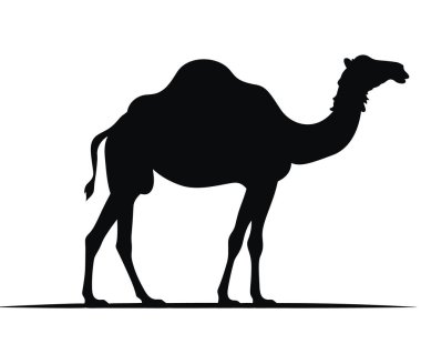 Siyah Deve Çizimi Hayvan Logosu Silueti.
