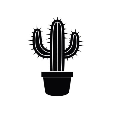 Kaktüs simgesi basit bir bahçe çizimi bitki vektörü düz tabela