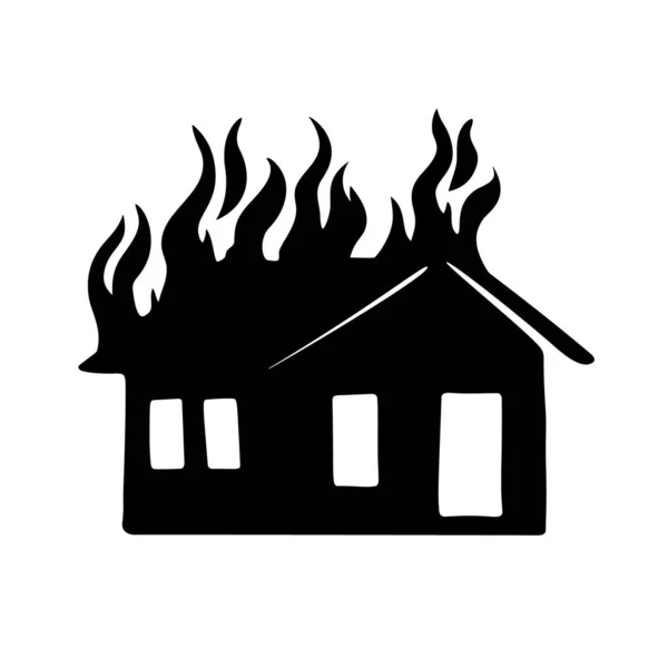 Ikona Pożaru Domu Wektor Izolowane Ilustracji Białym Tle — Wektor stockowy