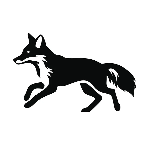 Vector Czarna Sylwetka Fox Skoki Białym Tle — Wektor stockowy