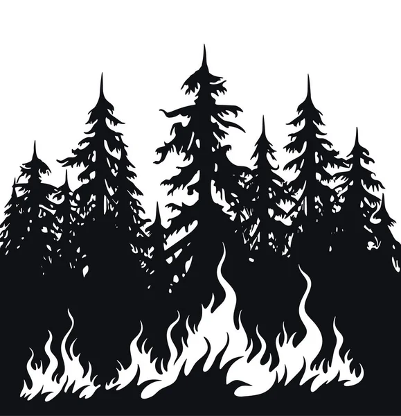 森林着火了 自然森林侵蚀 森林焚烧 森林砍伐对野生动物 人类和全球变暖的影响的概念 矢量说明 — 图库矢量图片