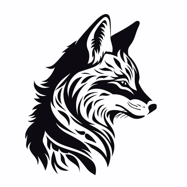 Foxヘッドベクトルロゴテンプレートコンセプトイラスト ワイルド動物捕食者グラフィックサイン モノクロブラックとホワイトカラー グラフィックデザイン要素 — ストックベクタ