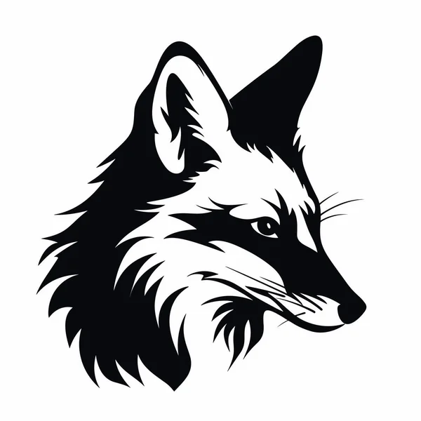 Foxヘッドベクトルロゴテンプレートコンセプトイラスト ワイルド動物捕食者グラフィックサイン モノクロブラックとホワイトカラー グラフィックデザイン要素 — ストックベクタ