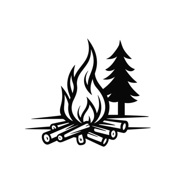 Εικονίδιο Φωτιάς Φωτιά Καίει Στην Πινακίδα Καυσόξυλα Διάνυσμα — Διανυσματικό Αρχείο