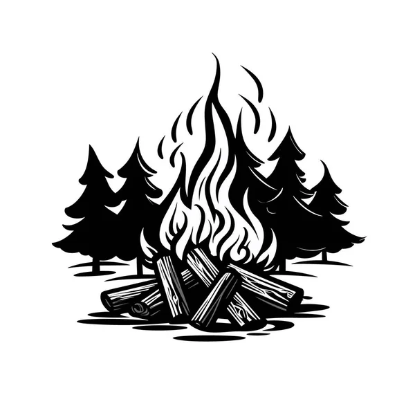 Εικονίδιο Φωτιάς Φωτιά Καίει Στην Πινακίδα Καυσόξυλα Διάνυσμα — Διανυσματικό Αρχείο