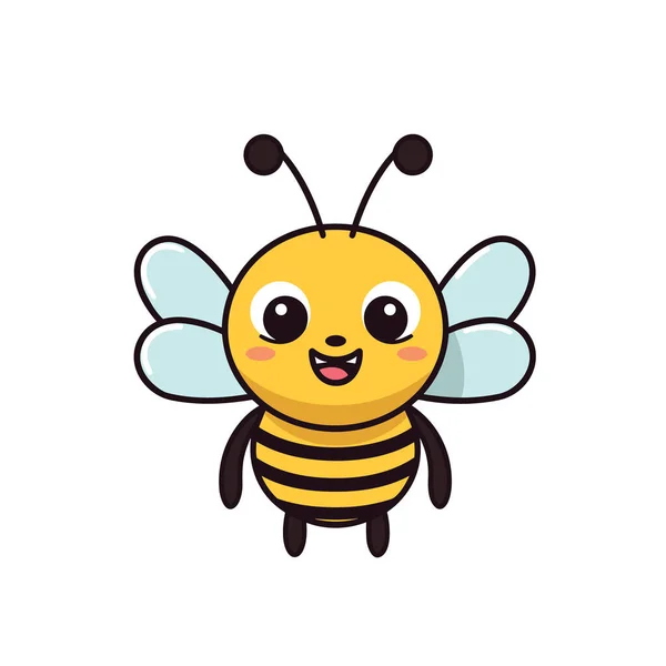 Ωραία Φιλική Μέλισσα Γελοιογραφία Ευτυχισμένη Ιπτάμενη Μέλισσα Μεγάλα Ευγενικά Μάτια — Διανυσματικό Αρχείο