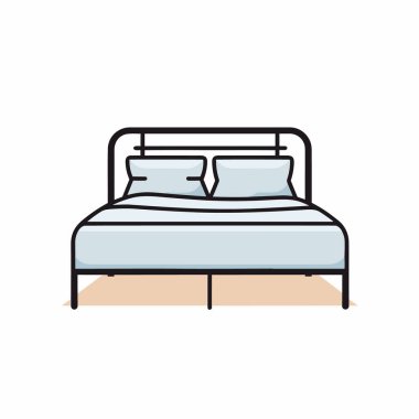 Vector bed with bedding . Modern furniture. Bed with blanket, pillows, clipart