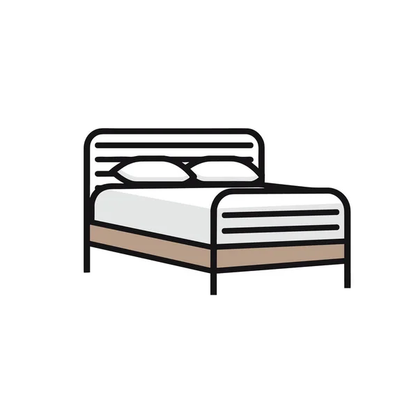 Vector Bed Bedding Modern Furniture Bed Blanket Pillows — Stock Vector