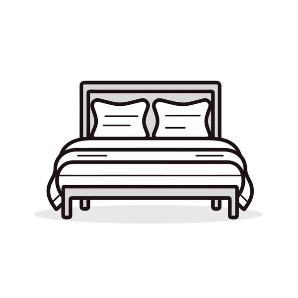 Векторная Кровать Постелью Современная Мебель Кровать Одеялом Подушками — стоковый вектор