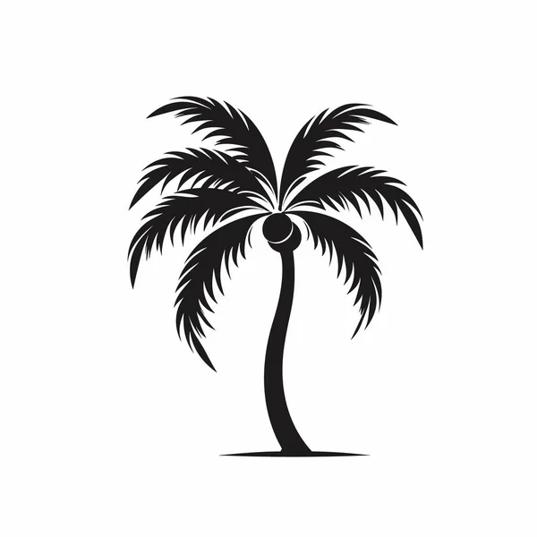 Černý Vektor Jediného Palm Stromu Silueta Ikona Izolované — Stockový vektor