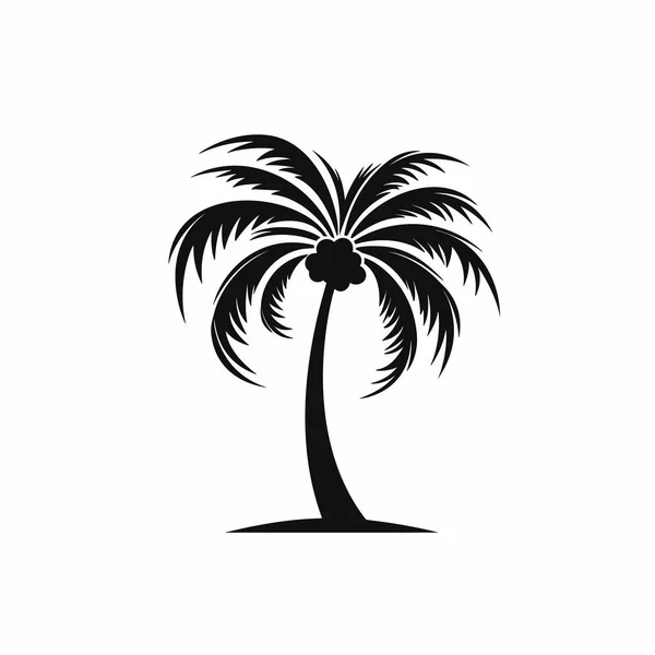 Svart Vektor Enda Palm Tree Siluett Ikonen Isolerade — Stock vektor