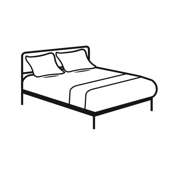Vektor Bett Mit Bettwäsche Moderne Möbel Bett Mit Decke Kissen — Stockvektor