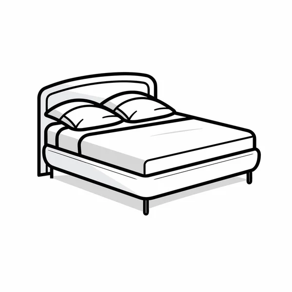 寝具付きベクターベッド 現代の家具 枕付きのベッド — ストックベクタ