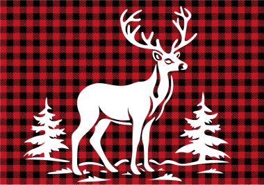 Buffalo Ekoseli 'nde Noel ve Yeni Yıl deseni. Tasarım ve yazdırma için şenlikli arkaplan