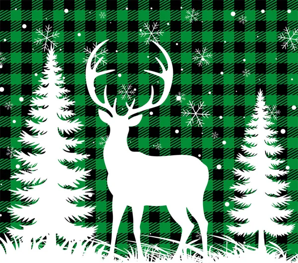 Christmas New Year Pattern Buffalo Plaid Festive Background Design Print — Stock Vector