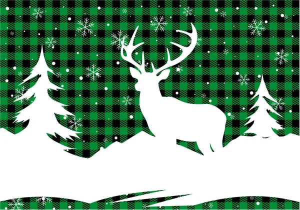 Christmas New Year Pattern Buffalo Plaid Festive Background Design Print — Stock Vector