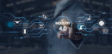 Smart Industry 4.0 Otomasyon Büyük veri endüstrisi analizi 4.0, iş konsepti ve modern teknoloji